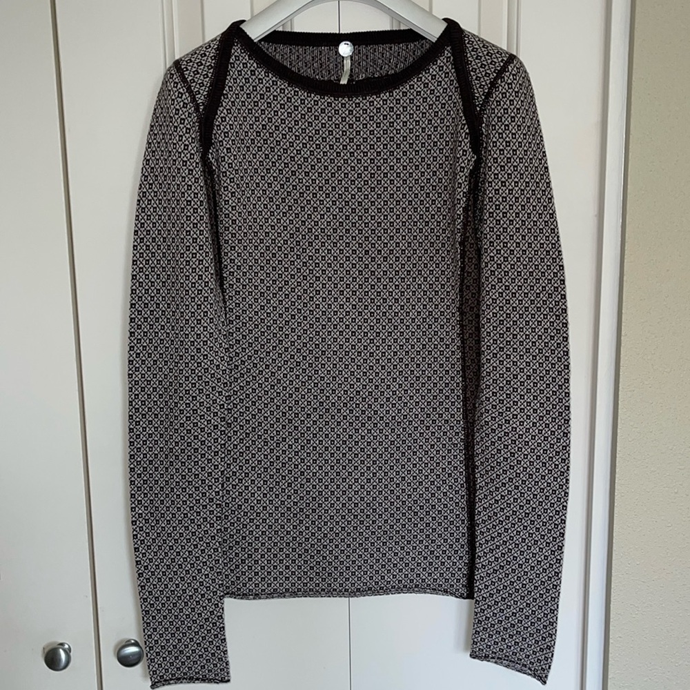Margaret O’Leary Brown Crème 100% Cotton Sweater Top EUC size Small
